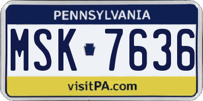 PA license plate MSK7636