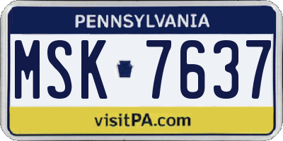 PA license plate MSK7637