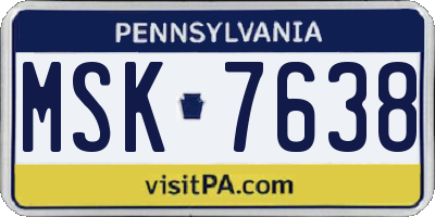 PA license plate MSK7638