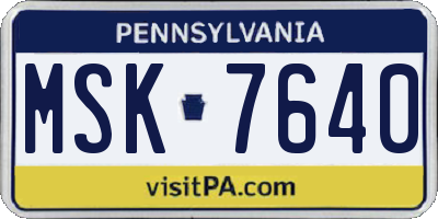 PA license plate MSK7640