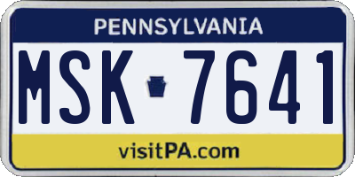 PA license plate MSK7641