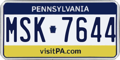 PA license plate MSK7644