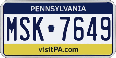 PA license plate MSK7649