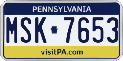 PA license plate MSK7653