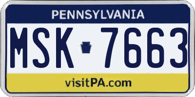 PA license plate MSK7663