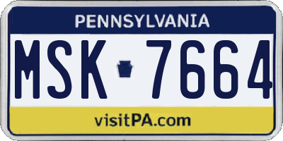 PA license plate MSK7664