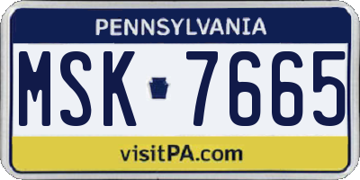 PA license plate MSK7665