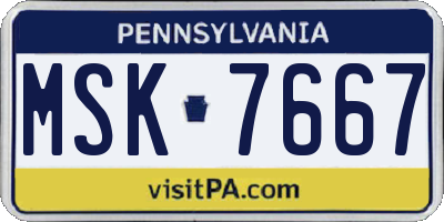 PA license plate MSK7667