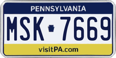PA license plate MSK7669