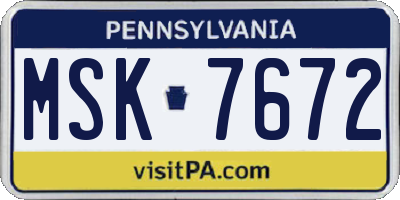 PA license plate MSK7672