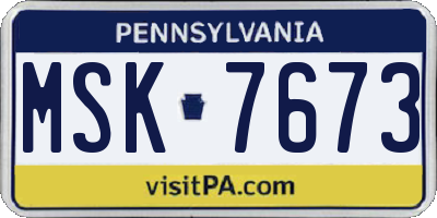 PA license plate MSK7673