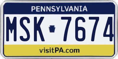 PA license plate MSK7674