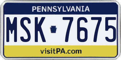 PA license plate MSK7675