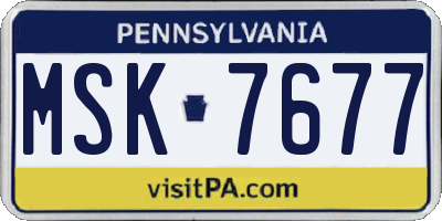 PA license plate MSK7677