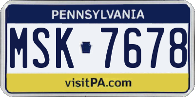 PA license plate MSK7678