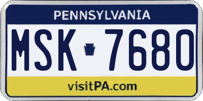 PA license plate MSK7680
