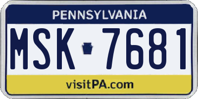 PA license plate MSK7681