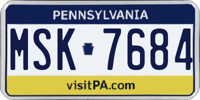 PA license plate MSK7684