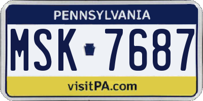 PA license plate MSK7687