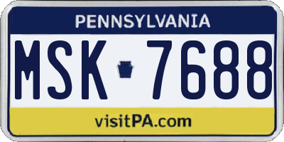 PA license plate MSK7688