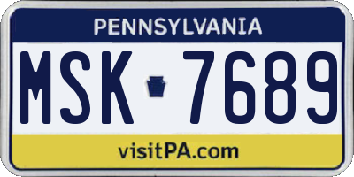 PA license plate MSK7689