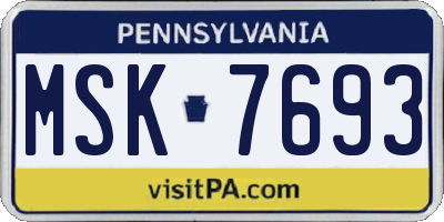 PA license plate MSK7693