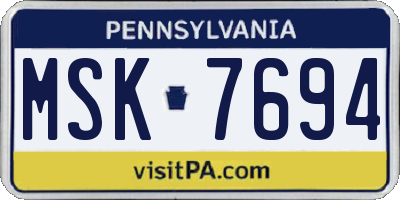 PA license plate MSK7694