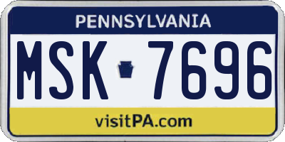 PA license plate MSK7696