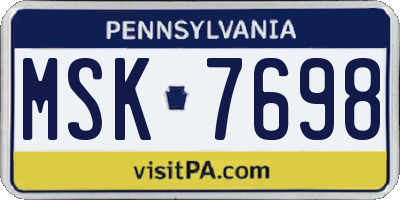 PA license plate MSK7698