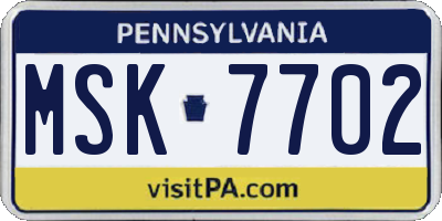 PA license plate MSK7702