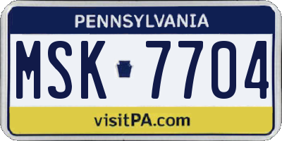 PA license plate MSK7704