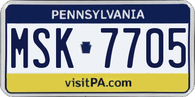 PA license plate MSK7705