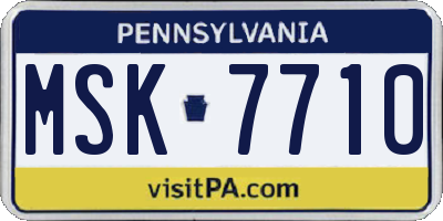 PA license plate MSK7710