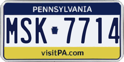 PA license plate MSK7714