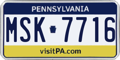 PA license plate MSK7716