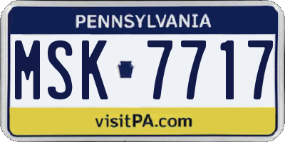PA license plate MSK7717