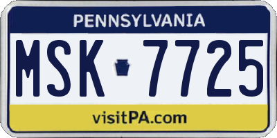 PA license plate MSK7725