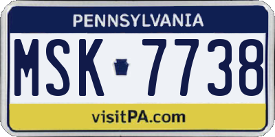 PA license plate MSK7738
