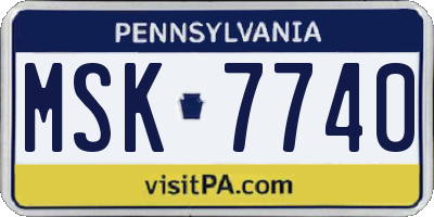 PA license plate MSK7740