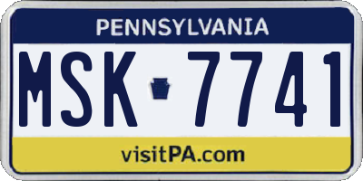 PA license plate MSK7741