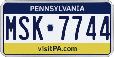 PA license plate MSK7744