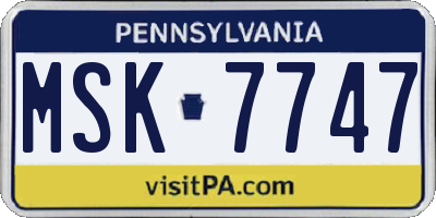 PA license plate MSK7747