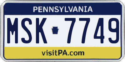PA license plate MSK7749