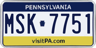 PA license plate MSK7751