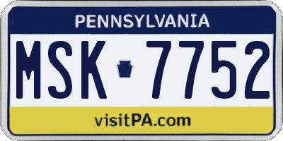 PA license plate MSK7752