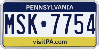 PA license plate MSK7754