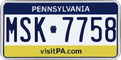 PA license plate MSK7758