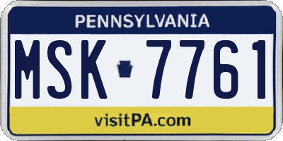 PA license plate MSK7761