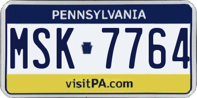 PA license plate MSK7764