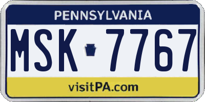 PA license plate MSK7767